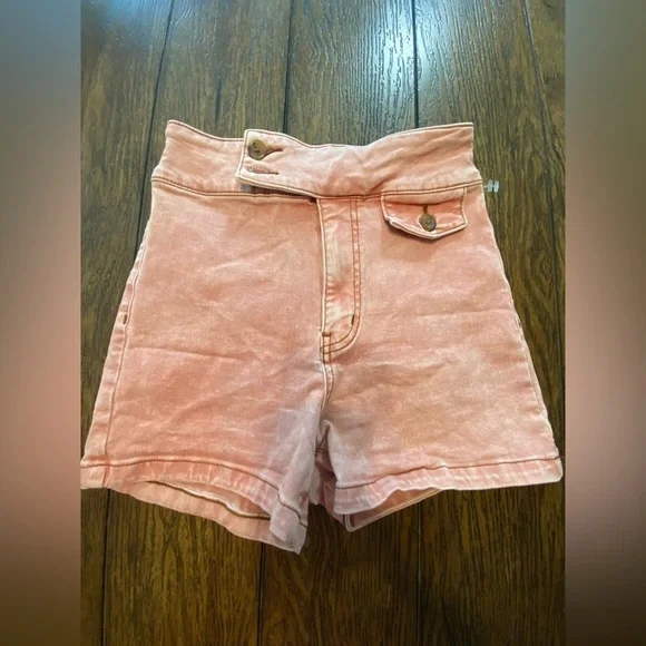 We The Free High Waisted Retro Pink Shorts Size 27 B11 - Picture 1 of 6
